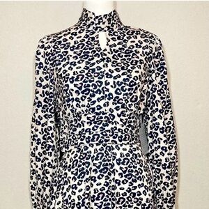 NWT AREA STARS Nordstroms Leopard Print Mock Neck Open Back LgSL Minidress Small